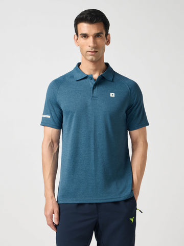 Men Melange Slim Fit Polo T-shirt with DOUBLE COOL