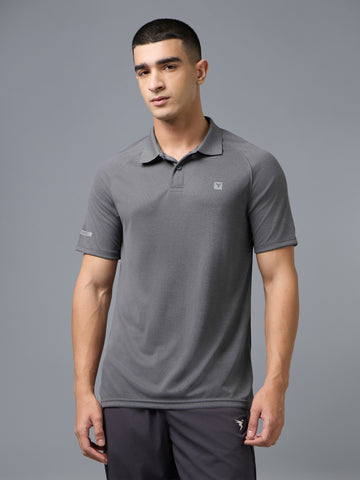 Men Melange Slim Fit Polo T-shirt with DOUBLE COOL