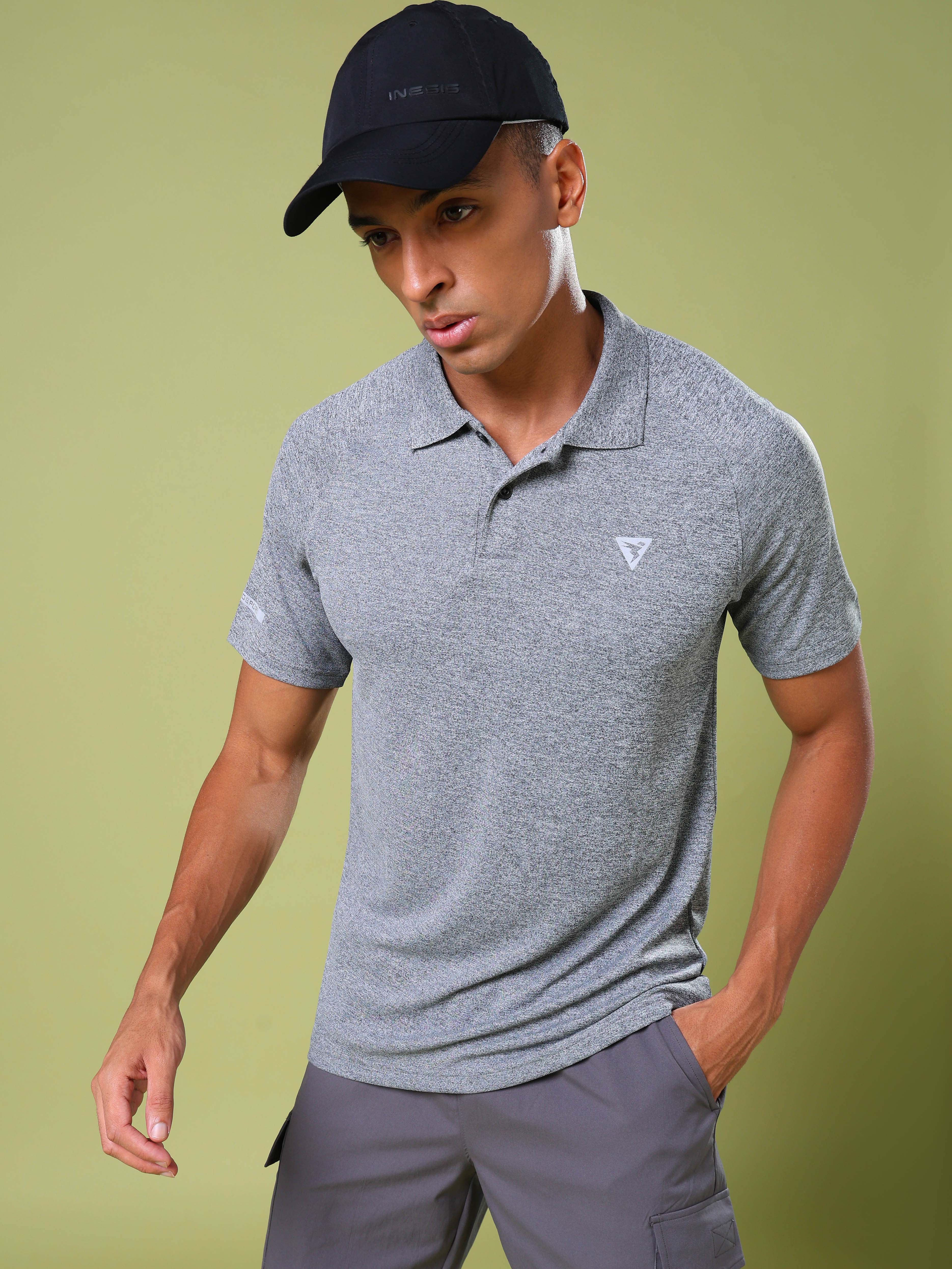 Men Melange Slim Fit Polo T-shirt with DOUBLE COOL