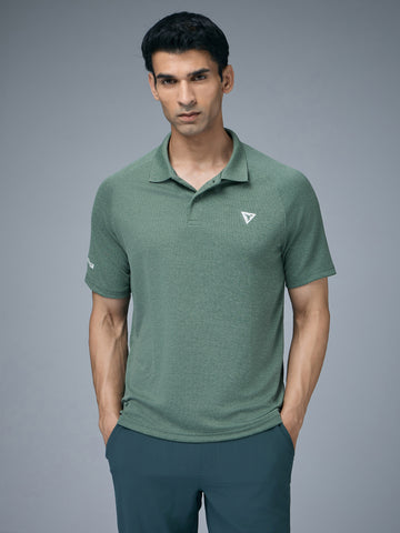 Men Melange Slim Fit Polo T-shirt with DOUBLE COOL