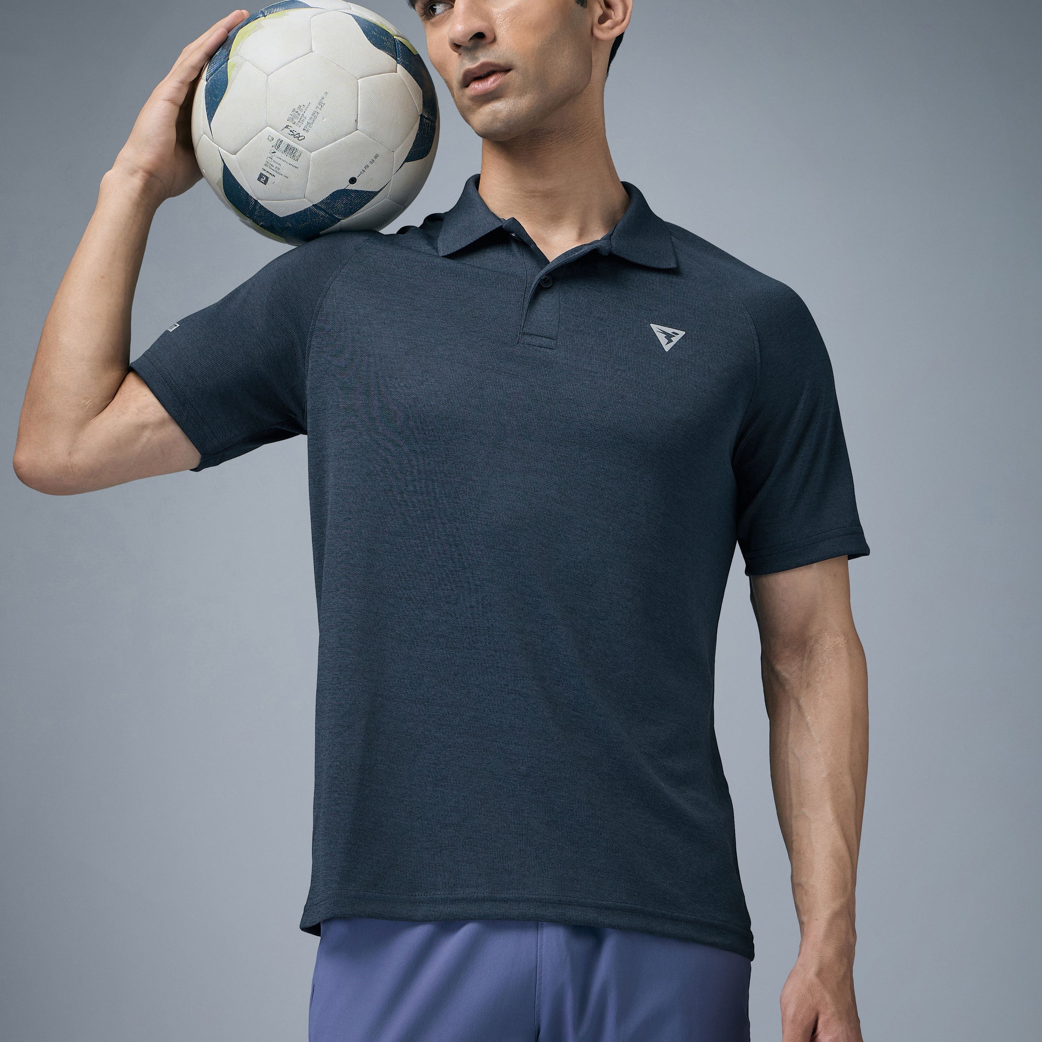 Men Melange Slim Fit Polo T-shirt with DOUBLE COOL