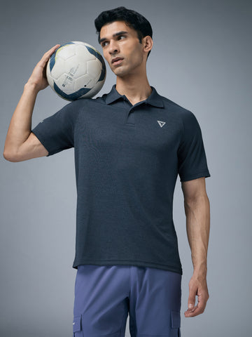 Men Melange Slim Fit Polo T-shirt with DOUBLE COOL