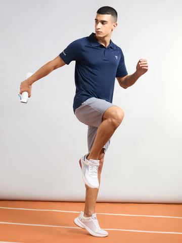 Men Melange Slim Fit Polo T-shirt with DOUBLE COOL