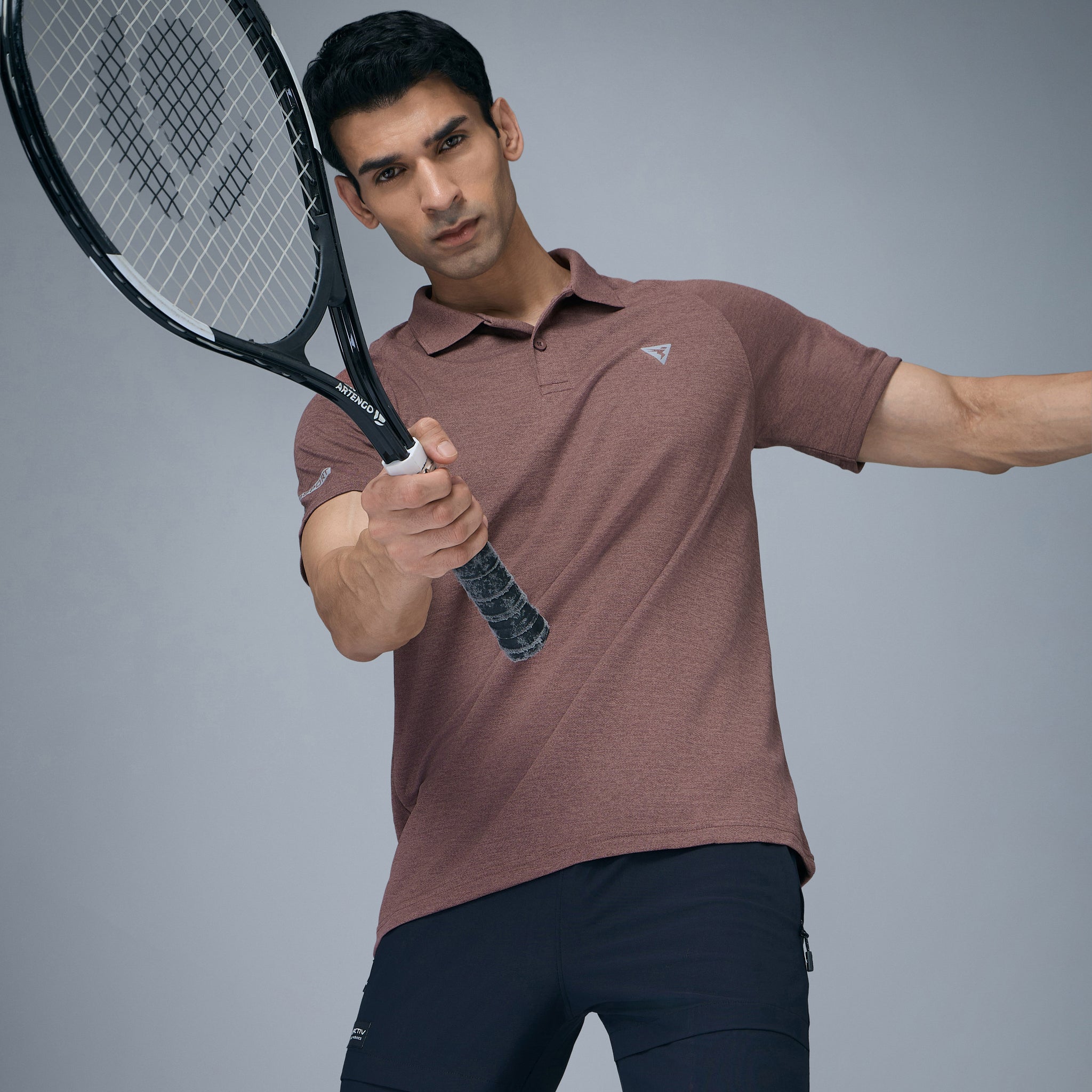 Men Melange Slim Fit Polo T-shirt with DOUBLE COOL