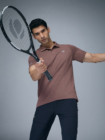 Men Melange Slim Fit Polo T-shirt with DOUBLE COOL