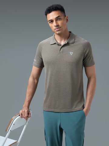 Men Melange Slim Fit Polo T-shirt with DOUBLE COOL