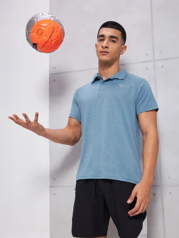Men Melange Slim Fit Polo T-shirt with DOUBLE COOL