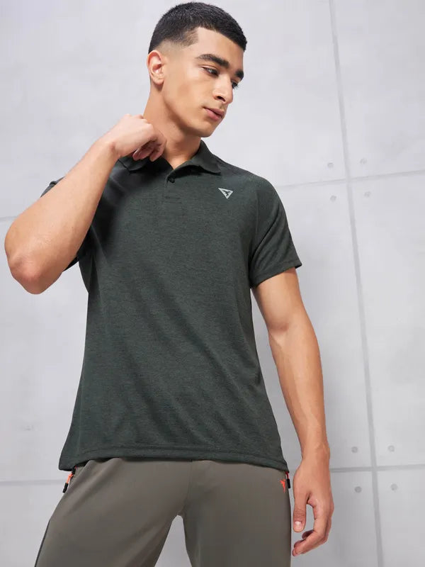 Men Melange Slim Fit Polo T-shirt with DOUBLE COOL
