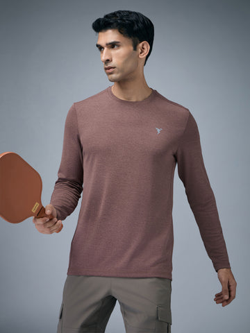 Men Melange Slim Fit Crew Neck T-shirt with DOUBLE COOL