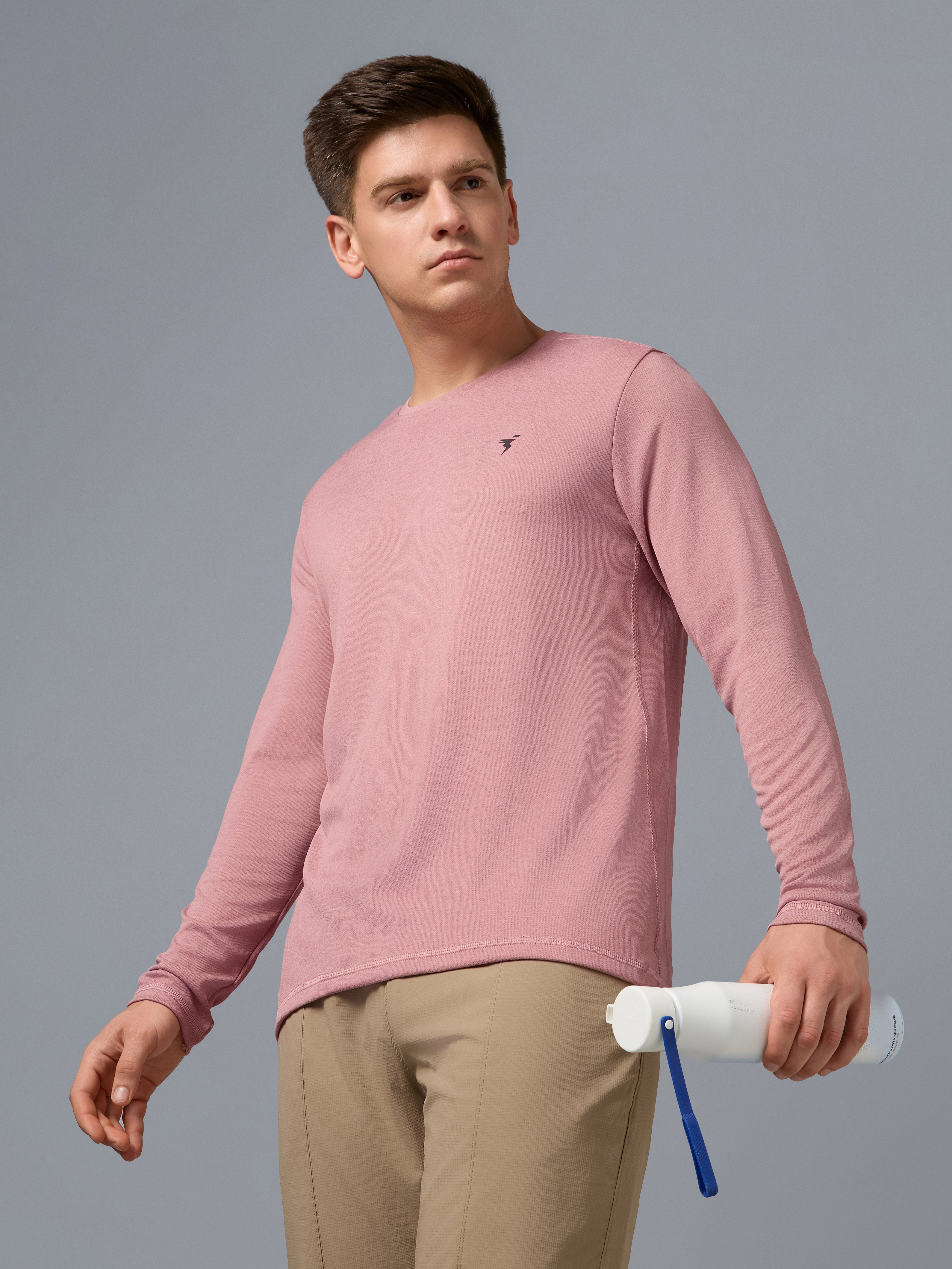 Men Melange Slim Fit Crew Neck T-shirt with DOUBLE COOL