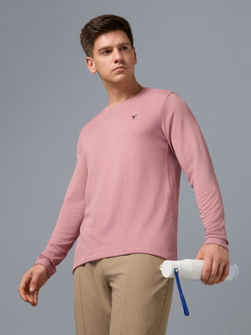 Men Melange Slim Fit Crew Neck T-shirt with DOUBLE COOL