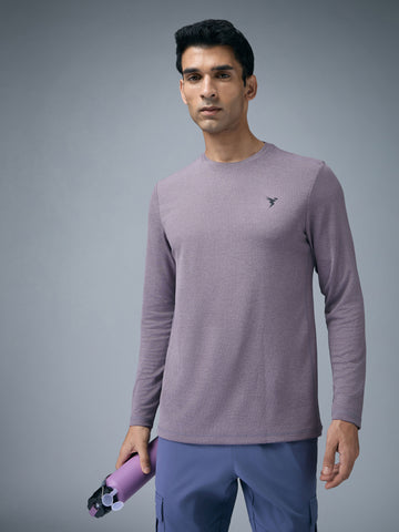 Men Melange Slim Fit Crew Neck T-shirt with DOUBLE COOL