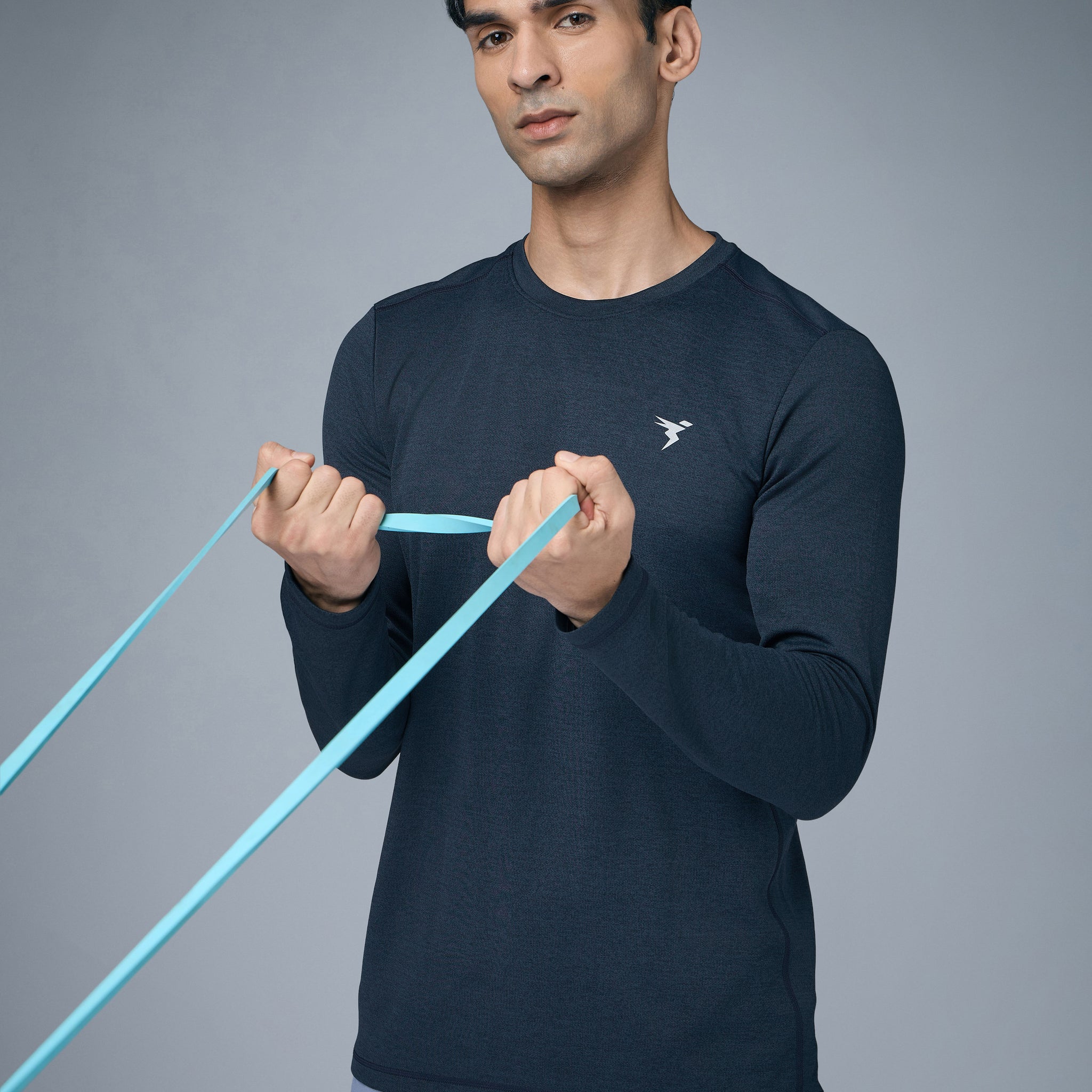 Men Melange Slim Fit Crew Neck T-shirt with DOUBLE COOL