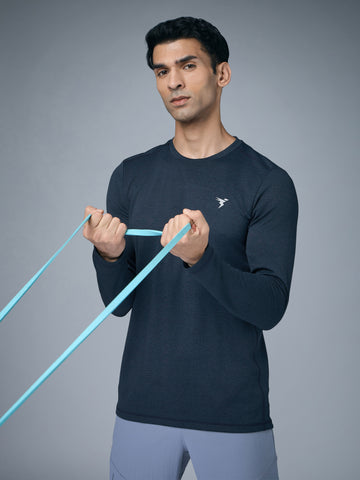 Men Melange Slim Fit Crew Neck T-shirt with DOUBLE COOL