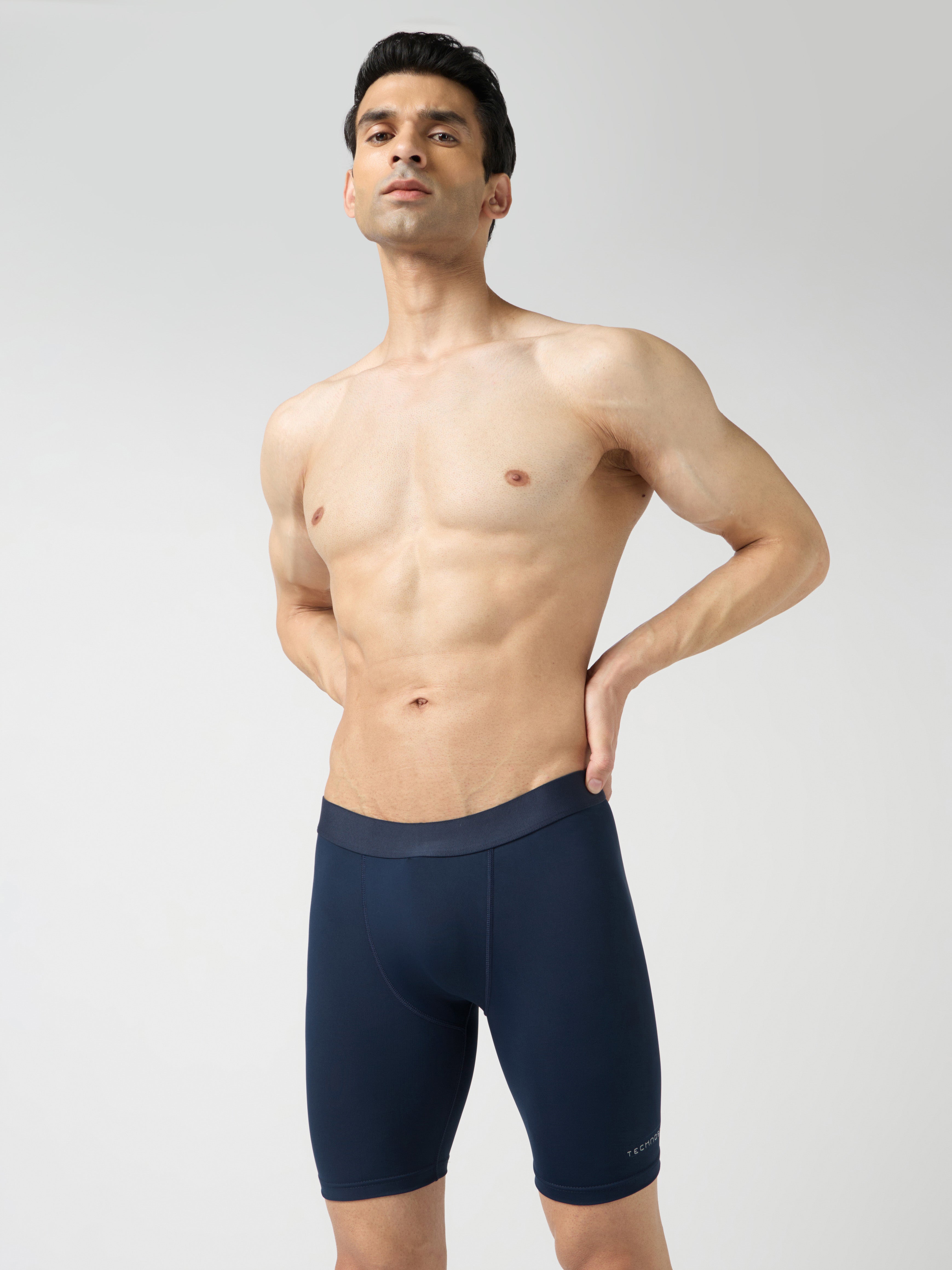 Men Solid Slim Fit Compression Tights with ELASTO LITE