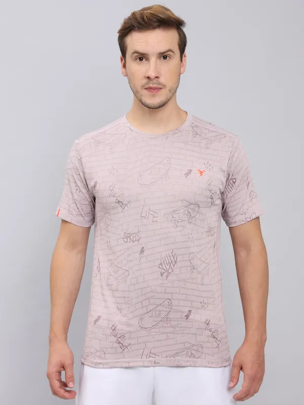 Men Jacquard Slim Fit Crew Neck T-shirt with DOUBLE COOL