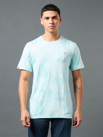 Men Jacquard Slim Fit Crew Neck T-shirt with DOUBLE COOL