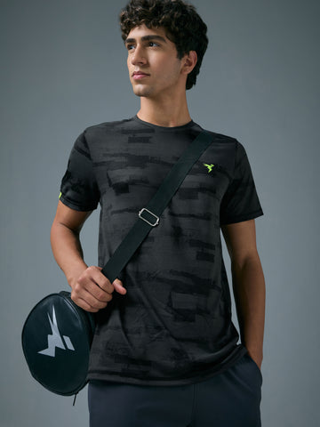 Men Jacquard Slim Fit Crew Neck T-shirt with DOUBLE COOL