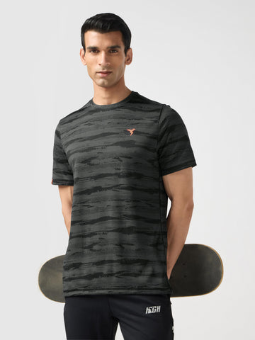 Men Jacquard Slim Fit Crew Neck T-shirt with DOUBLE COOL