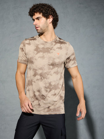 Men Jacquard Slim Fit Crew Neck T-shirt with DOUBLE COOL