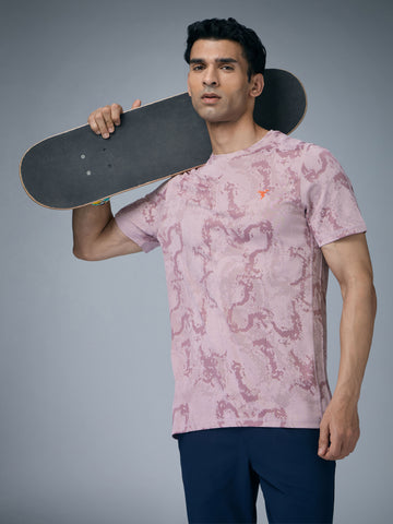 Men Jacquard Slim Fit Crew Neck T-shirt with DOUBLE COOL