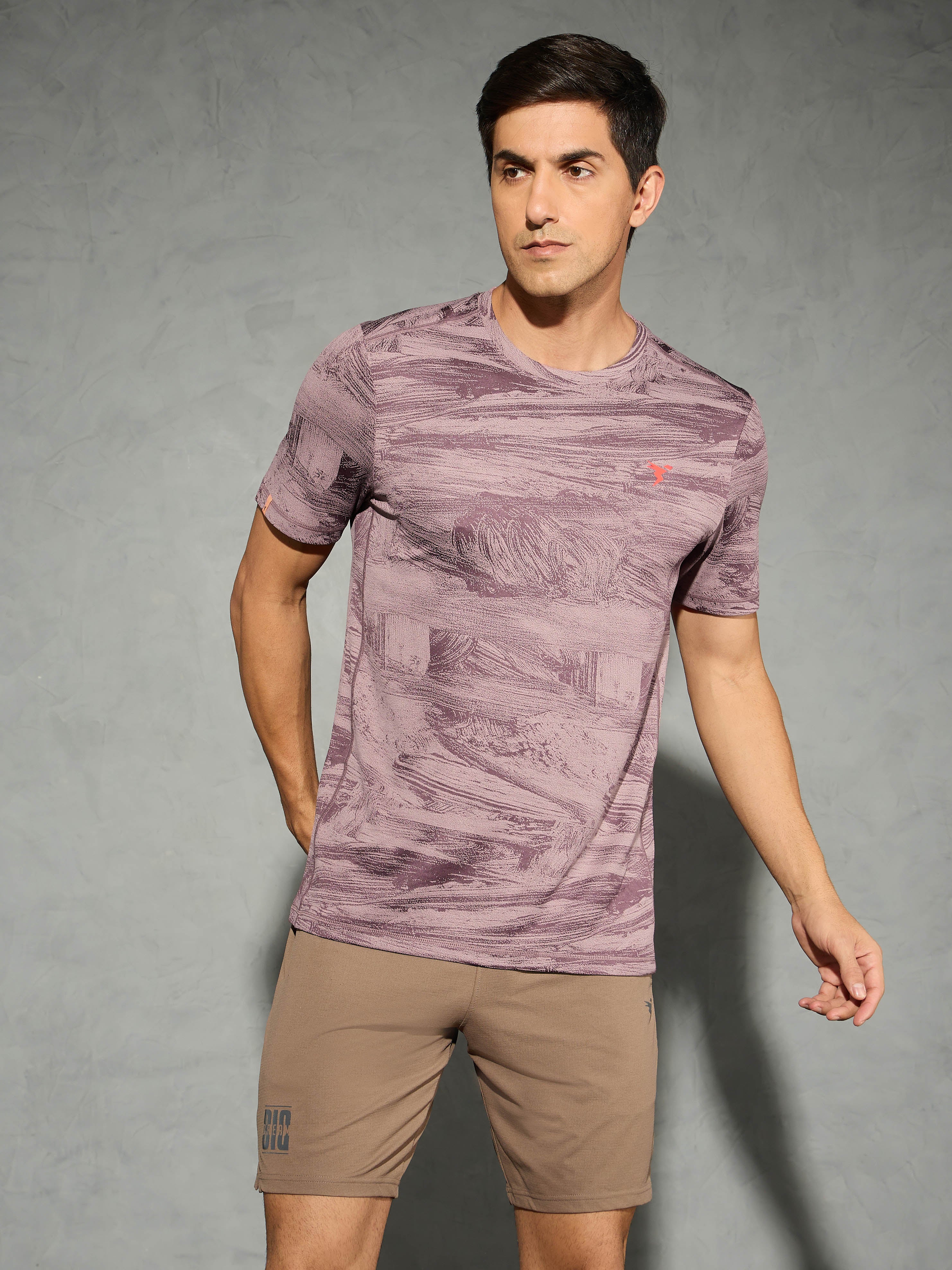 Men Jacquard Slim Fit Crew Neck T-shirt with DOUBLE COOL
