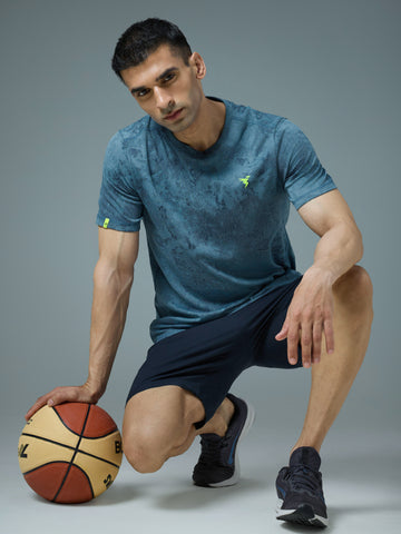 Men Jacquard Slim Fit Crew Neck T-shirt with DOUBLE COOL