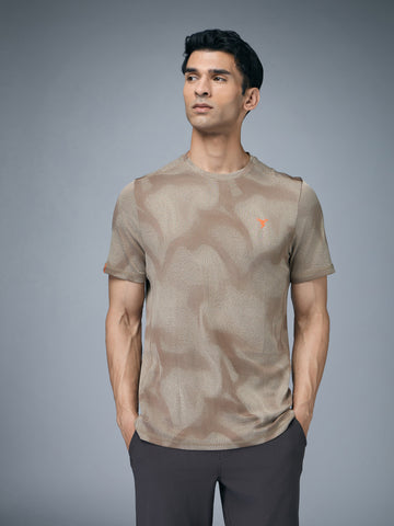 Men Jacquard Slim Fit Crew Neck T-shirt with DOUBLE COOL