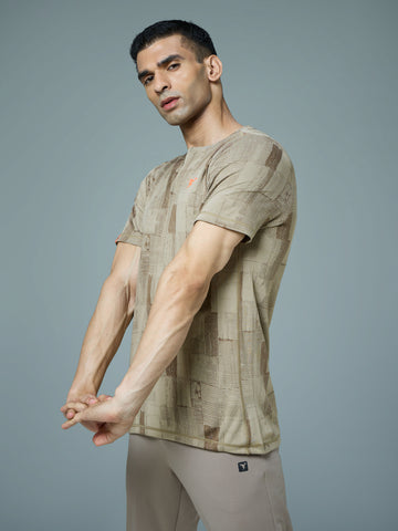 Men Jacquard Slim Fit Crew Neck T-shirt with DOUBLE COOL