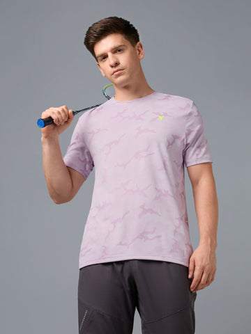 Men Jacquard Slim Fit Crew Neck T-shirt with DOUBLE COOL
