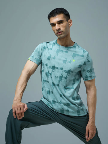 Men Jacquard Slim Fit Crew Neck T-shirt with DOUBLE COOL