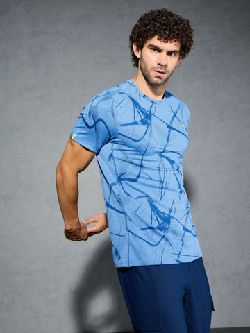 Men Jacquard Slim Fit Crew Neck T-shirt with DOUBLE COOL