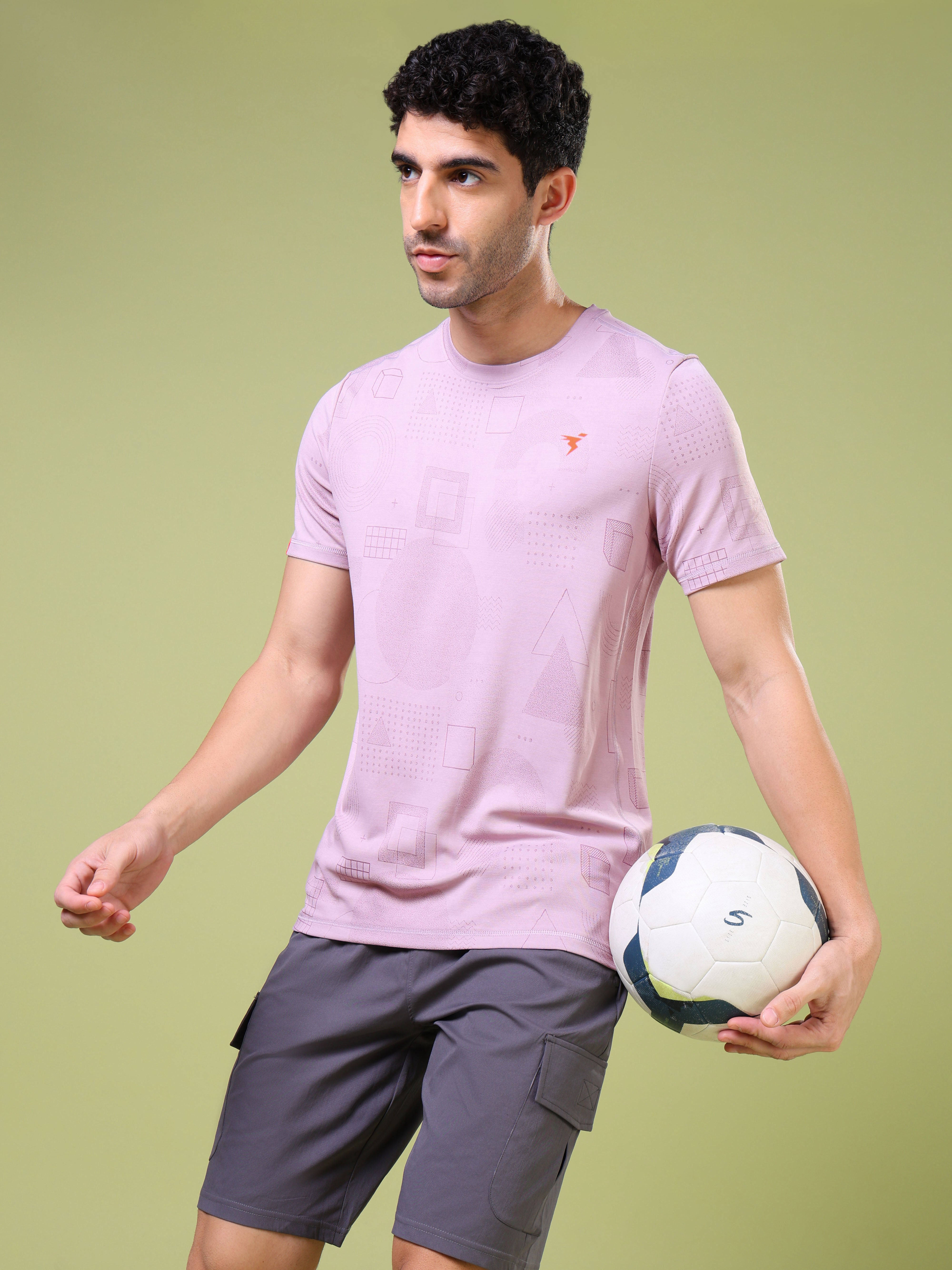 Men Jacquard Slim Fit Crew Neck T-shirt with DOUBLE COOL