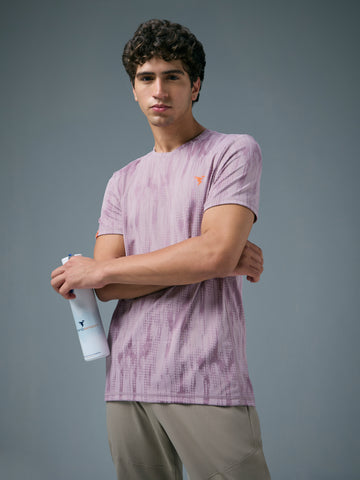Men Jacquard Slim Fit Crew Neck T-shirt with DOUBLE COOL