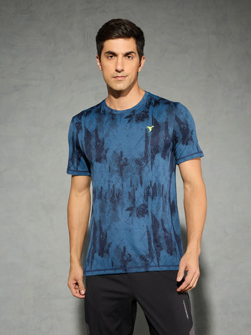 Men Jacquard Slim Fit Crew Neck T-shirt with DOUBLE COOL