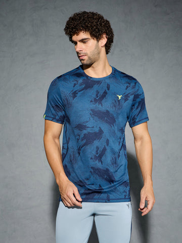 Men Jacquard Slim Fit Crew Neck T-shirt with DOUBLE COOL