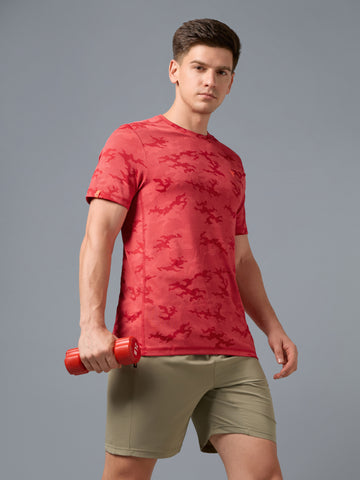 Men Jacquard Slim Fit Crew Neck T-shirt with DOUBLE COOL