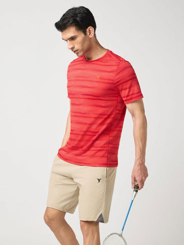 Men Jacquard Slim Fit Crew Neck T-shirt with DOUBLE COOL