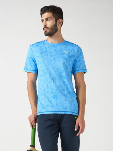 Men Jacquard Slim Fit Crew Neck T-shirt with DOUBLE COOL