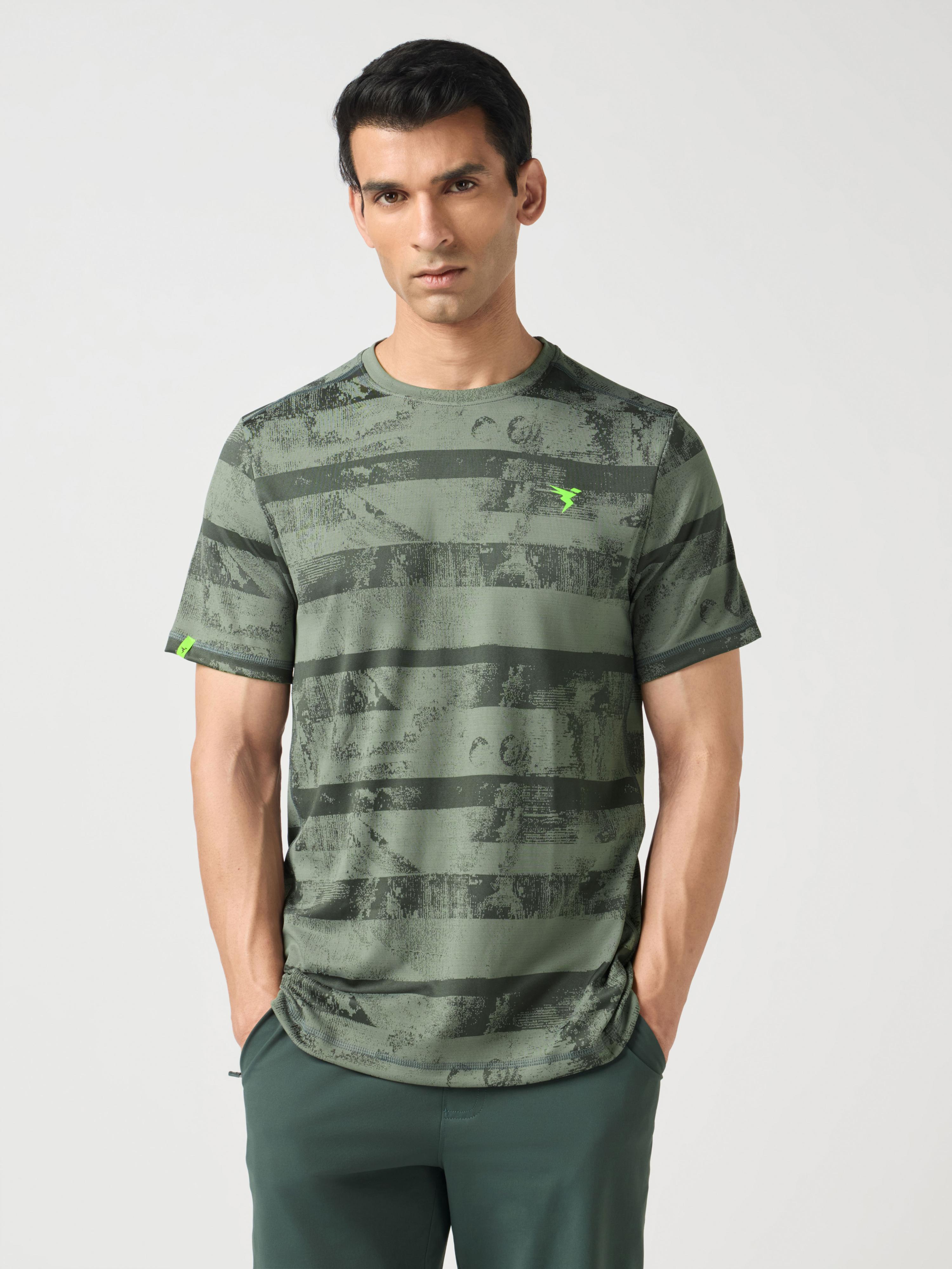 Men Jacquard Slim Fit Crew Neck T-shirt with DOUBLE COOL