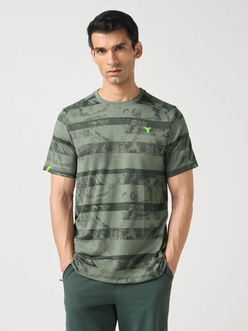 Men Jacquard Slim Fit Crew Neck T-shirt with DOUBLE COOL