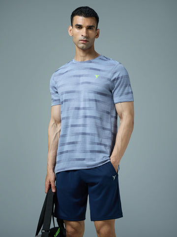 Men Jacquard Slim Fit Crew Neck T-shirt with DOUBLE COOL