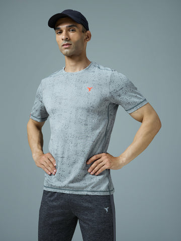 Men Jacquard Slim Fit Crew Neck T-shirt with DOUBLE COOL