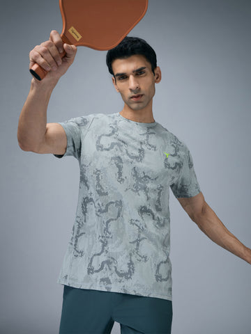 Men Jacquard Slim Fit Crew Neck T-shirt with DOUBLE COOL