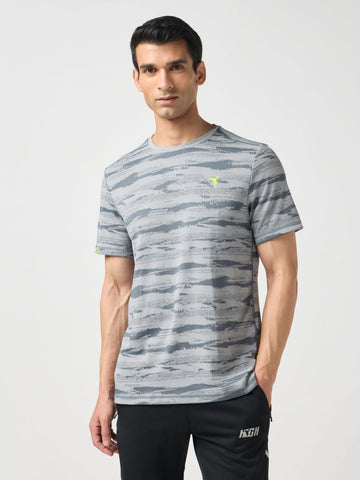 Men Jacquard Slim Fit Crew Neck T-shirt with DOUBLE COOL