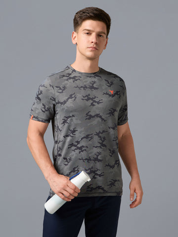 Men Jacquard Slim Fit Crew Neck T-shirt with DOUBLE COOL