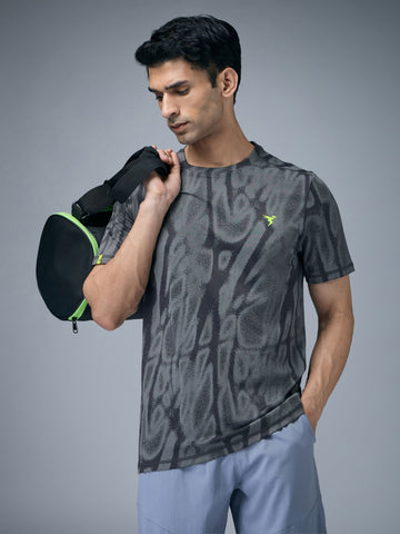 Men Jacquard Slim Fit Crew Neck T-shirt with DOUBLE COOL