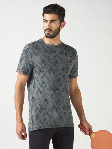 Men Jacquard Slim Fit Crew Neck T-shirt with DOUBLE COOL