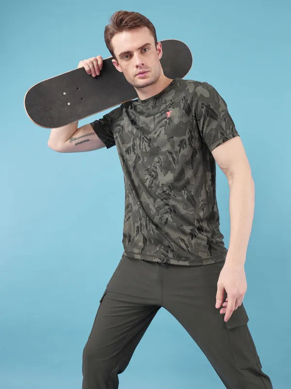 Men Jacquard Slim Fit Crew Neck T-shirt with DOUBLE COOL