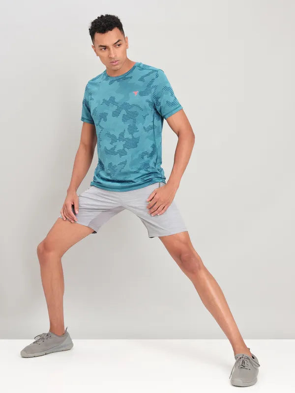 Men Jacquard Slim Fit Crew Neck T-shirt with DOUBLE COOL